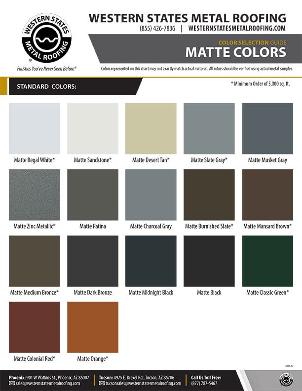 Metal Roofing Color Charts | Over 100 Colors | Buy Mfg. Direct & Save