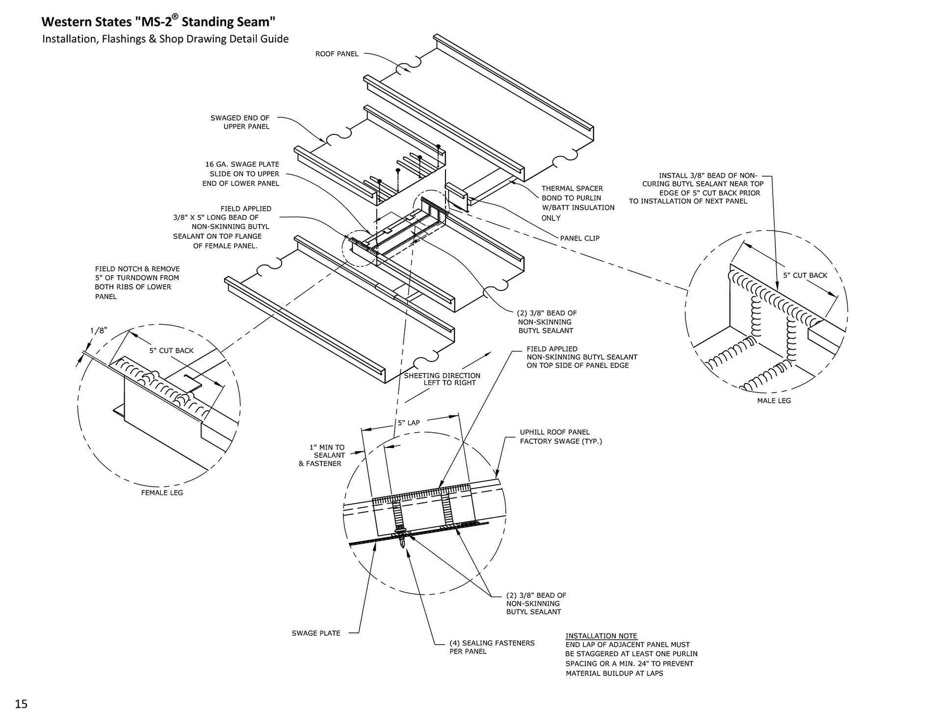 Panel End Lap Detail  MS2 Mechanically Seamed Roofing