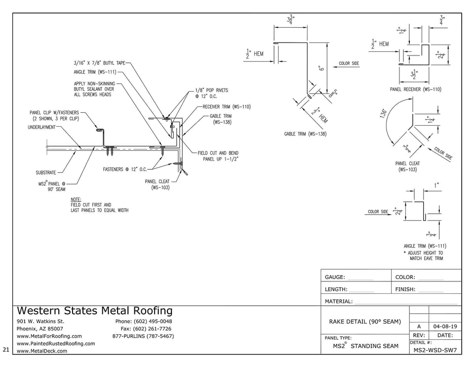 4 Piece Gable Trim | MS2 Mechanically Seamed Roofing