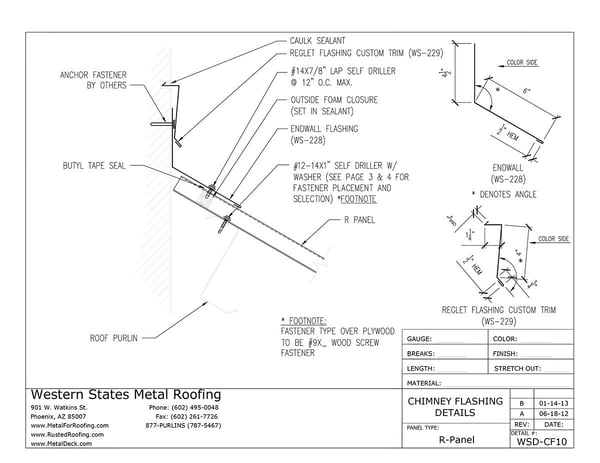 Part #WS-228 Endwall Flashing for PBR Panel and R Panel