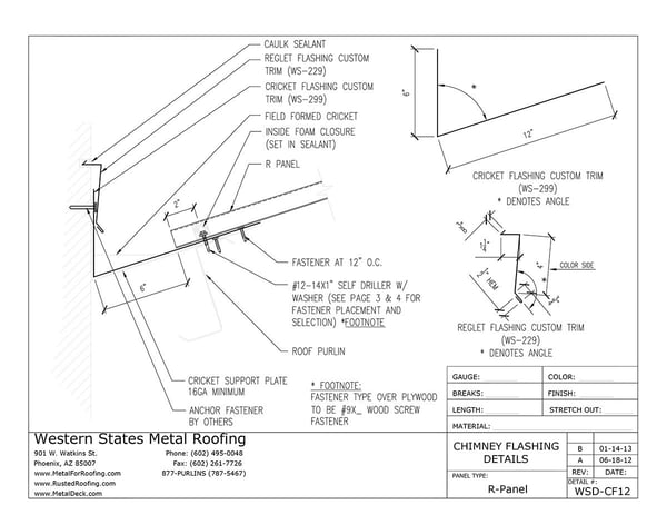 Part #WS-299 Cricket Flashing Custom Trim for PBR Panel & R Panel