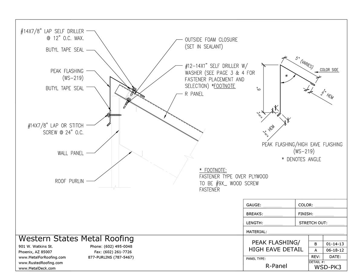 Part #WS-219 Peak Flashing for PBR Panel and R Panel