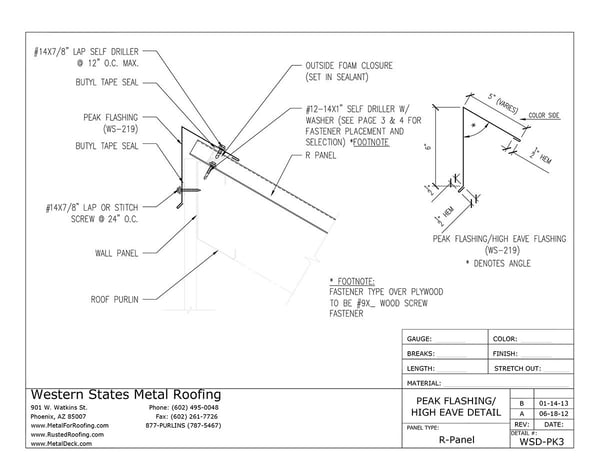 Part #WS-219 Peak Flashing for PBR Panel and R Panel