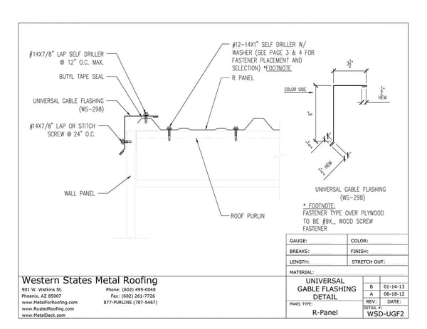 Part #WS-298 Universal Gable Flashing for PBR Panel | Metal Roofing