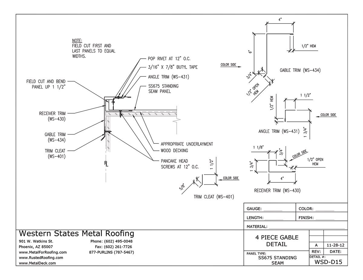 Gable Flashing for Western Lock Standing Seam