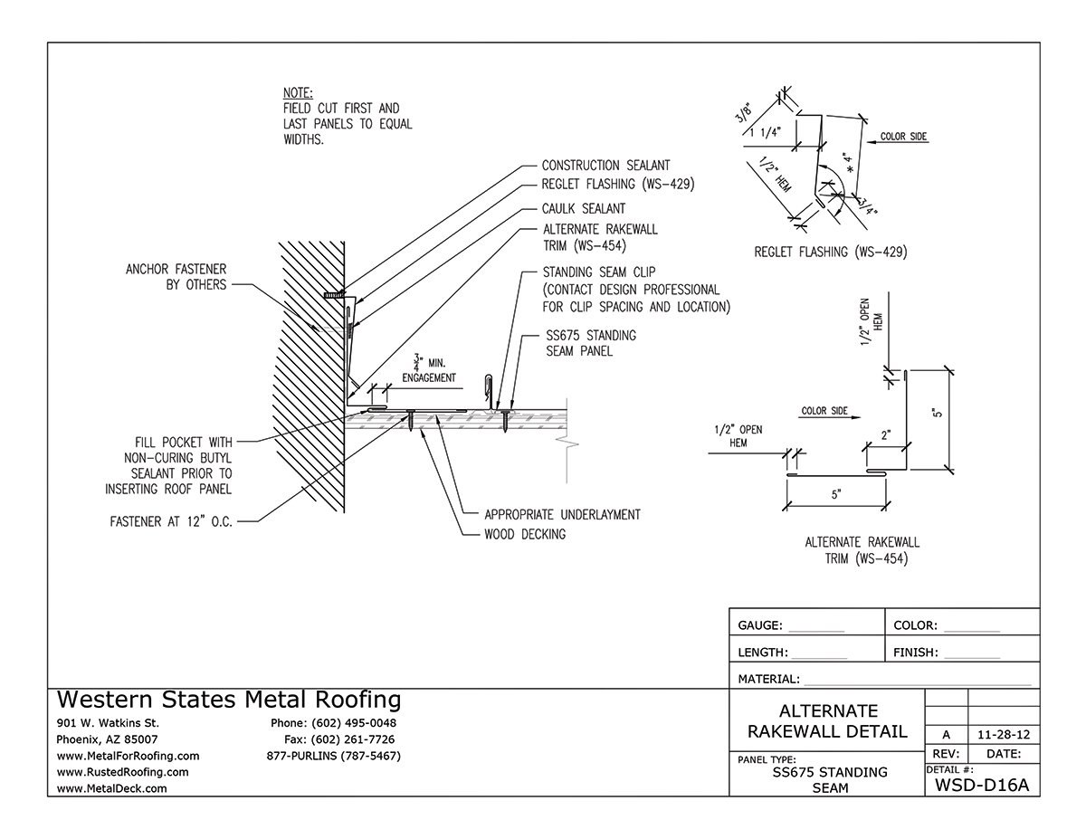 Alternate Rakewall/Sidewall Flashing For Western Lock®