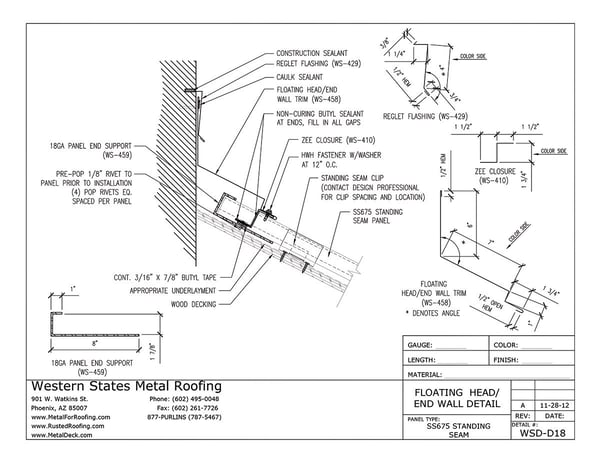 Floating Head/End Wall Trim | Western Lock® Standing Seam