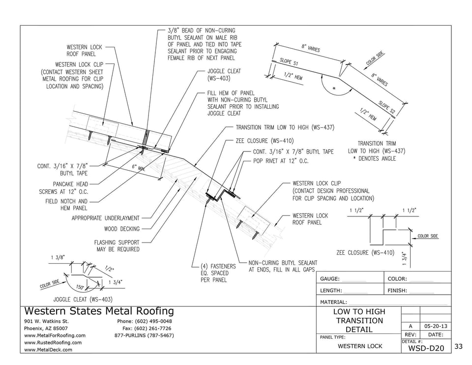 Transition Flashing For Standing Seam Low To High Part Ws 437