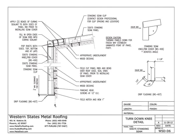 Drip Flashing for Western Lock® Standing Seam