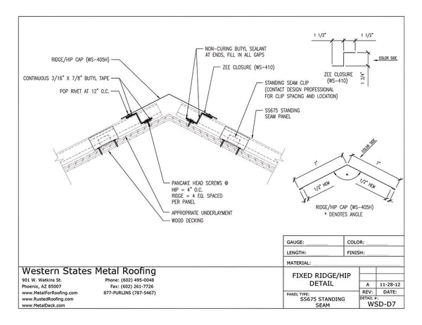 Ridge Cap For Western Lock® Standing Seam