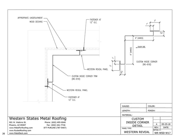 Custom Inside Corner Trim For Vertical Install | Western Wave®