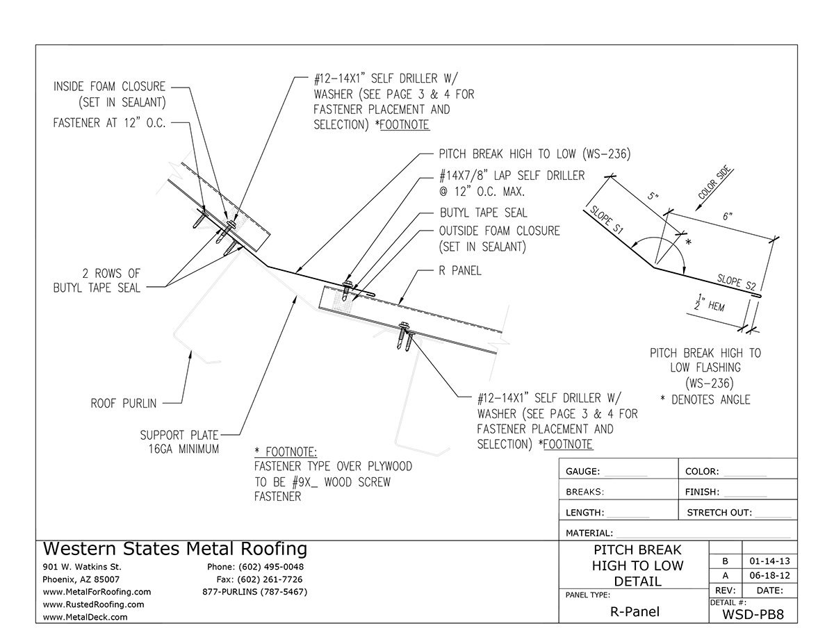 Part Ws 236 Pitch Break High To Low Trim For Pbr Panel And R Panel