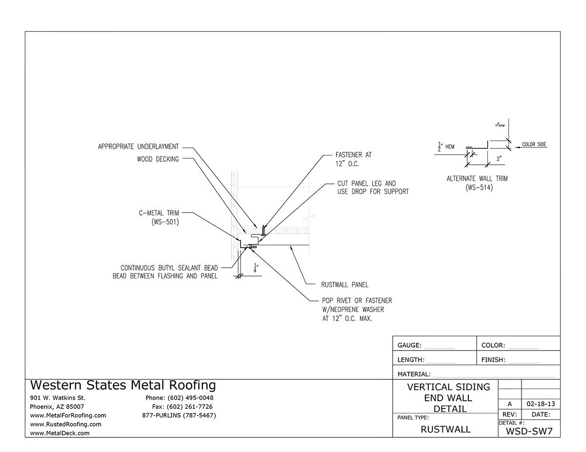 Part #WS-501 C-Metal (J-Trim) for T-Groove Wall/Siding Panels