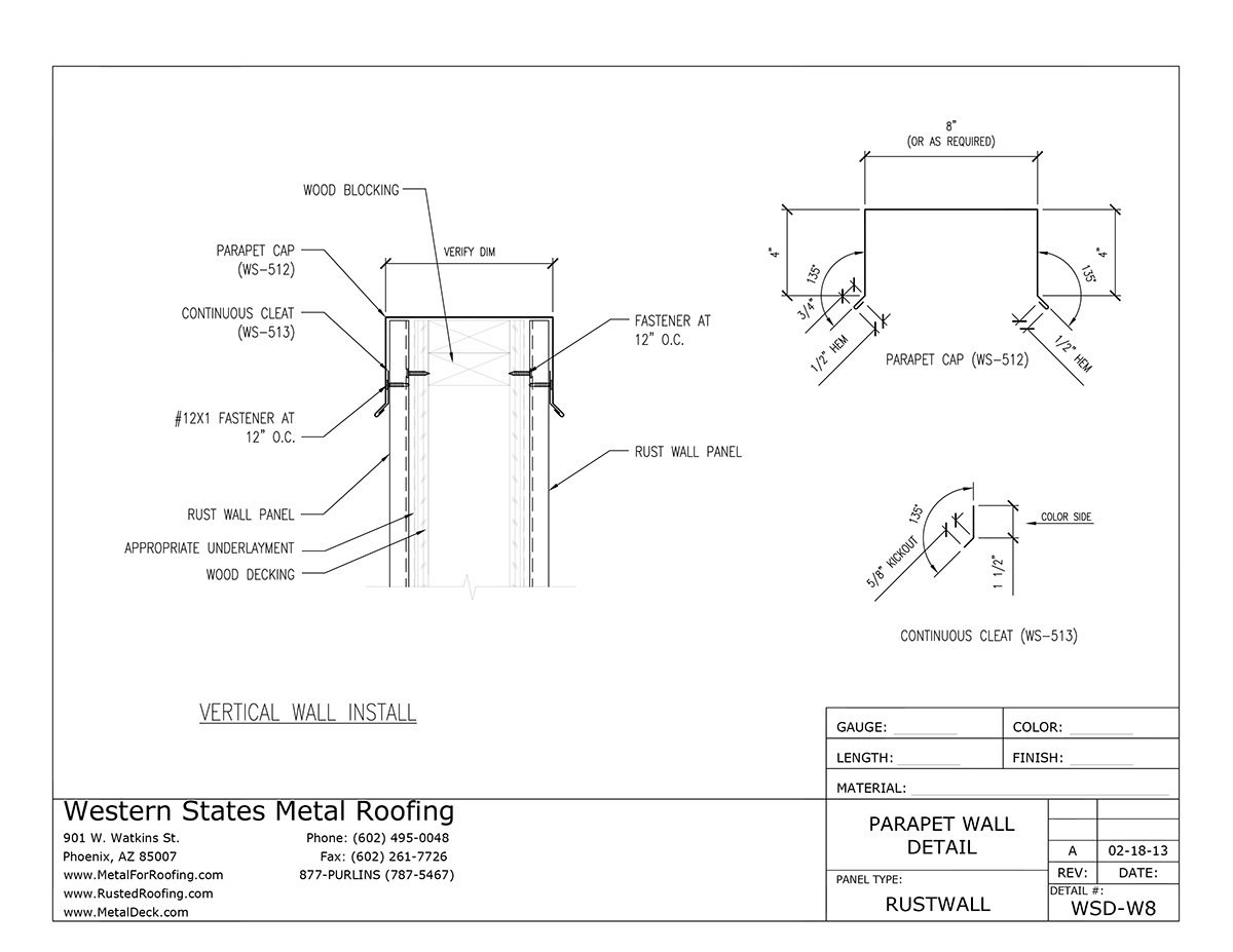 Part #WS-512 Parapet Cap for T-Groove Wall/Siding Panels