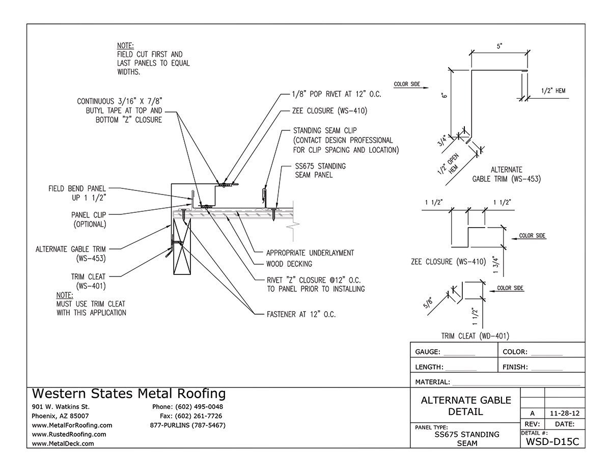 Alternate Gable Trim for Western Lock® Standing Seam