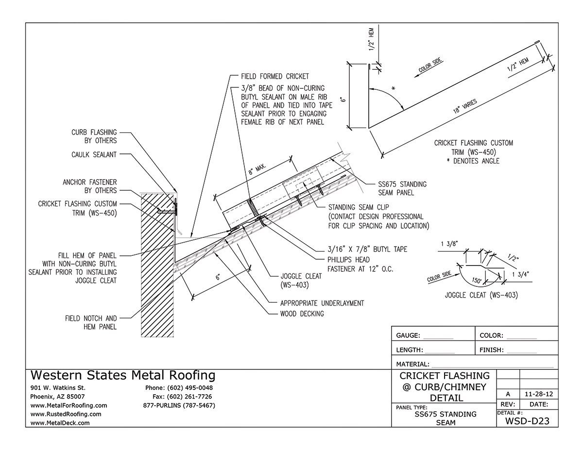 Part #WS-403 Joggle Cleat for Western Lock® Standing Seam