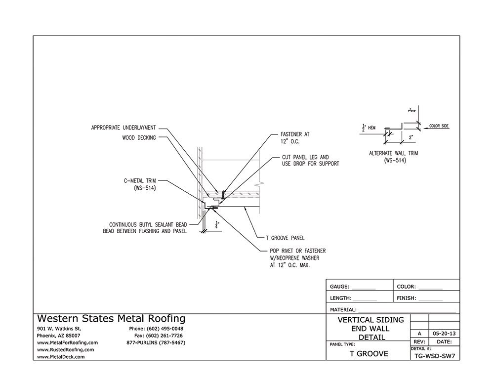 Part #WS-514 Alternate Wall Trim for T-Groove Wall/Siding Panels